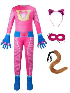 Moonlight Super Cat Costume Girl 5 Pcs Cute Cosplay With Mask And Cat Tail 7-8 Y